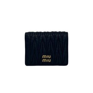 MIUMIU Miu Logo Hardware Matelassé Leather Bi-fold Mini Wallet, Business Card...